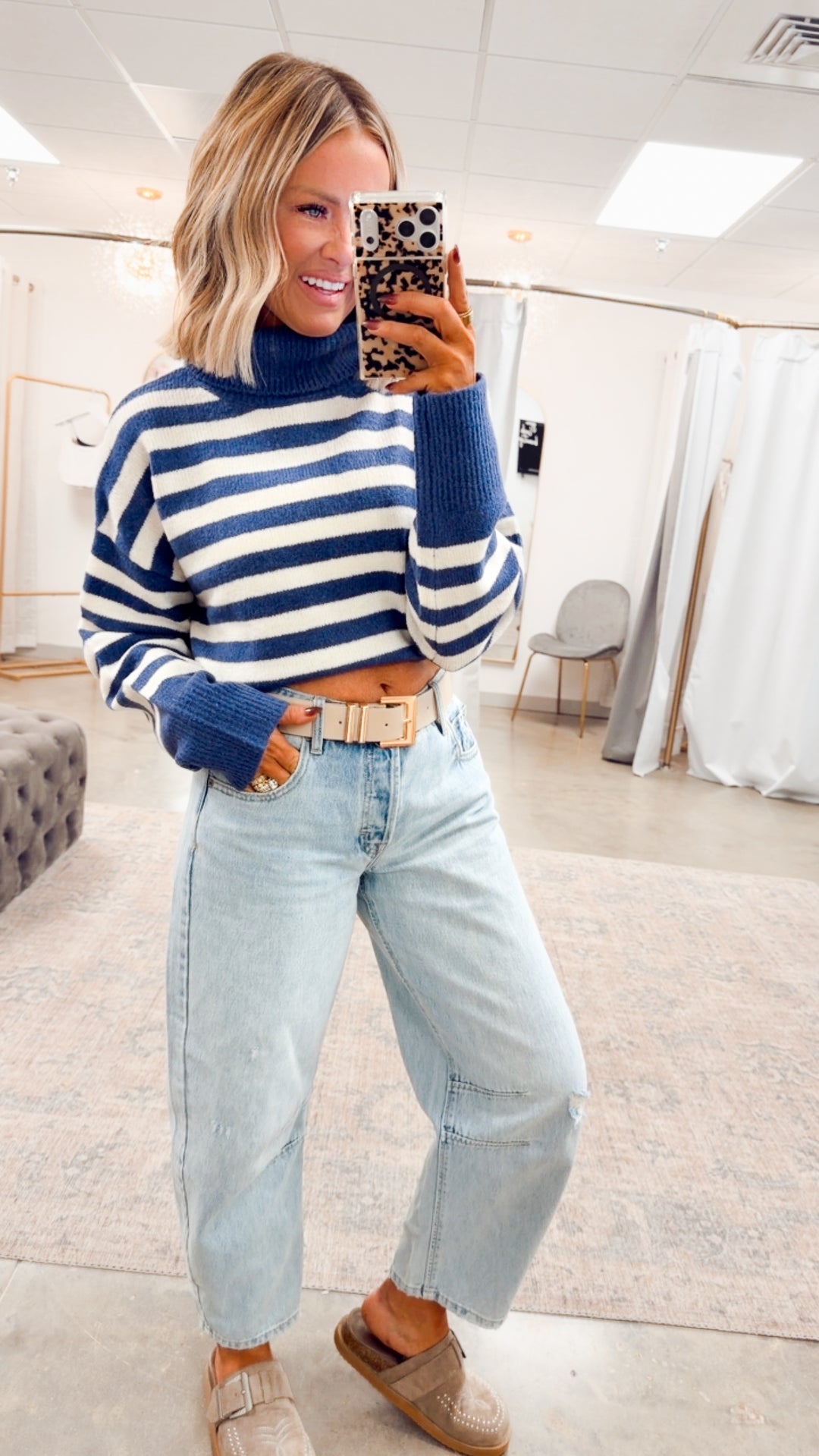 The Suri Sweater-Indigo/Cream