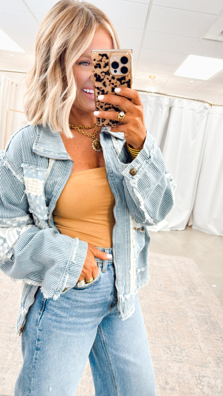 Striped Denim Twill Jacket