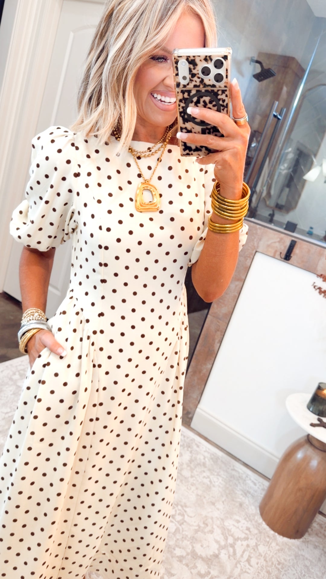 Classic Polka Dot Midi Dress