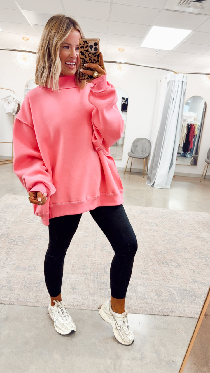 Pink Reversible Mock Neck Sweatshirt