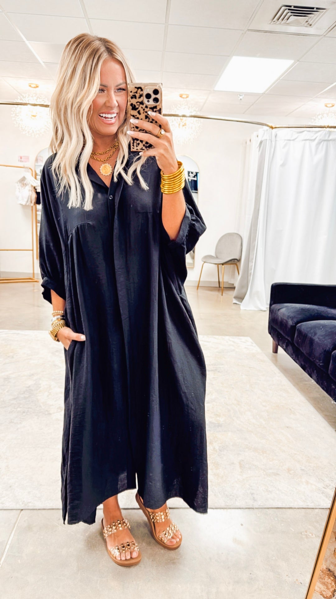 The Haven High-Low Shirt Dress-Black