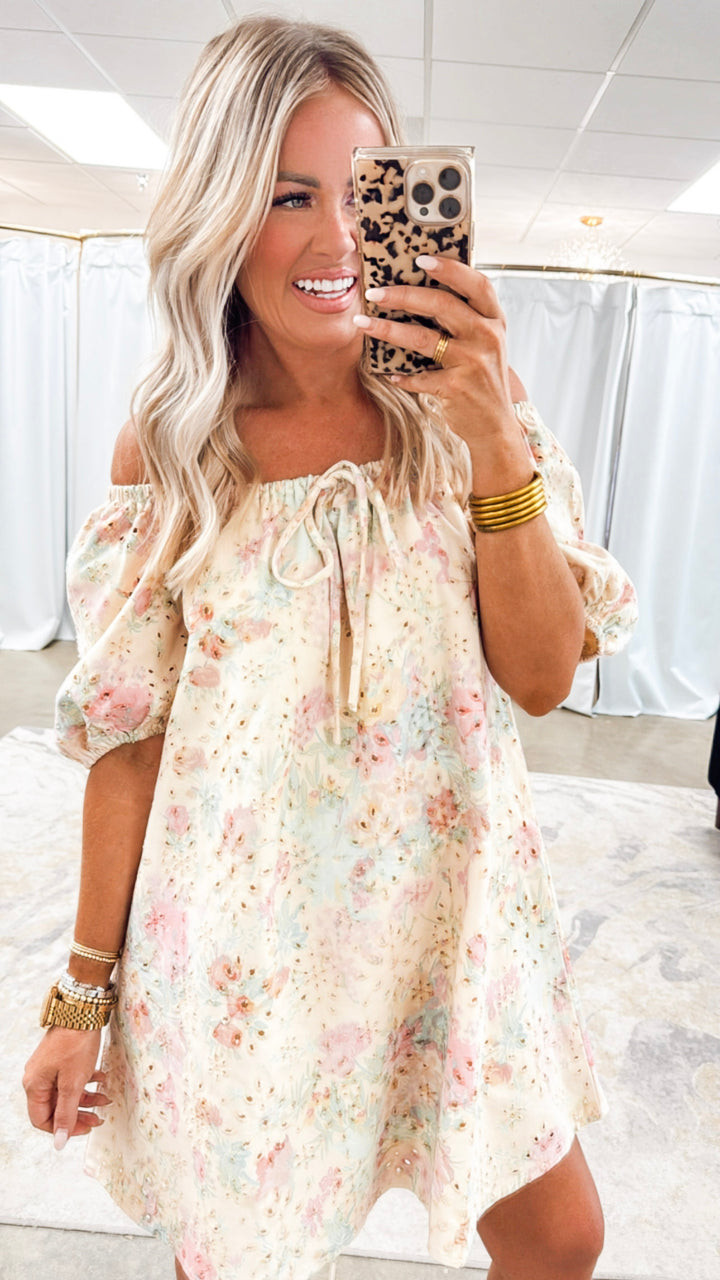 Ivy Floral Eyelet Lace Mini Dress