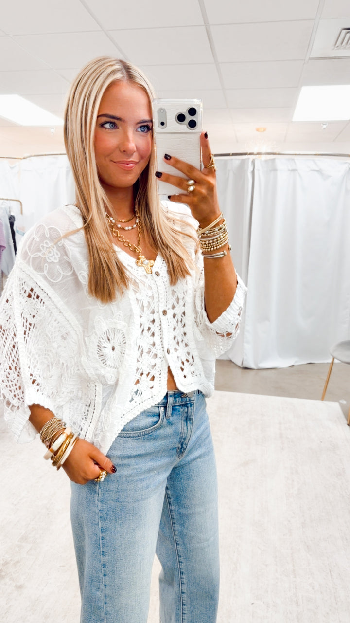 Crochet Me Pretty Cardigan-White