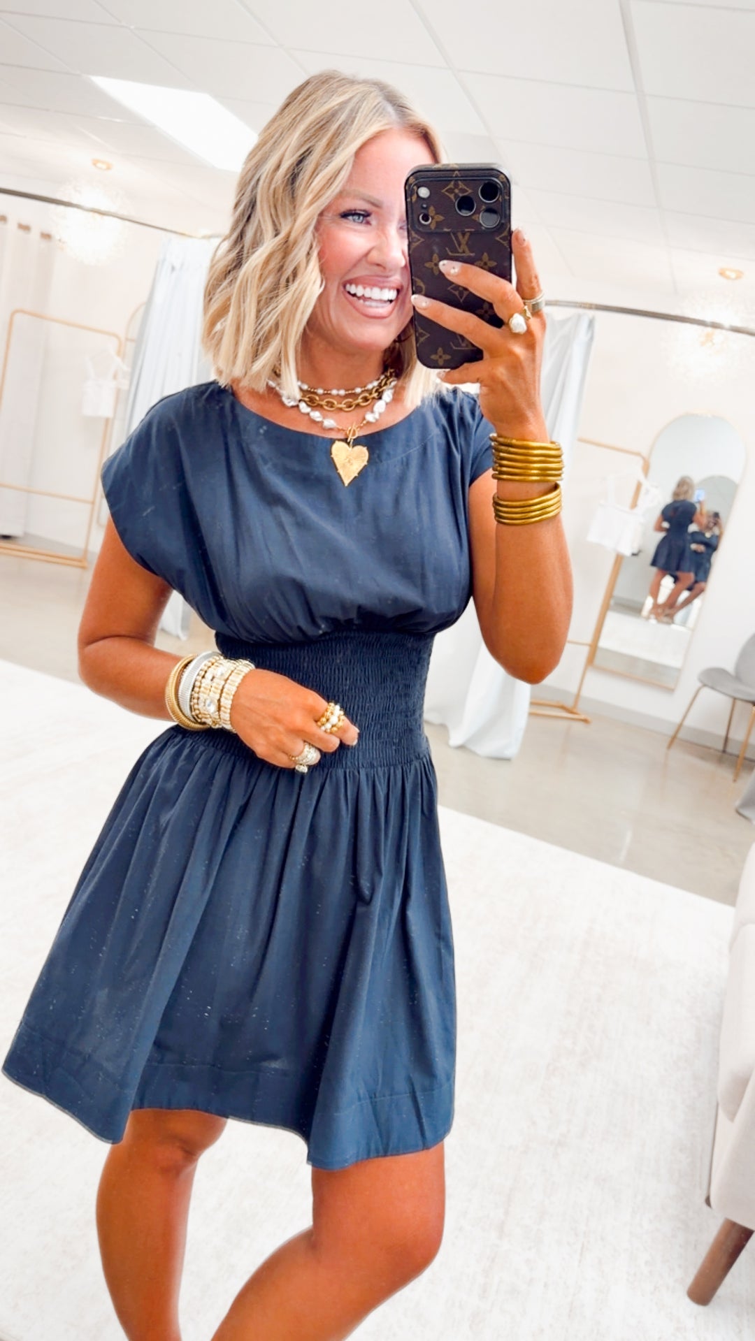 The Elin Poplin Dress-Midnight