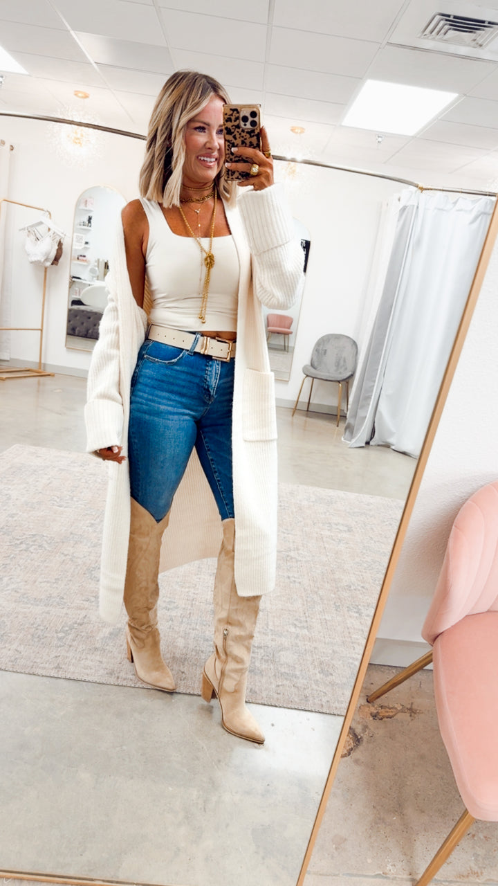 Ashby Longline Cardigan-Ecru