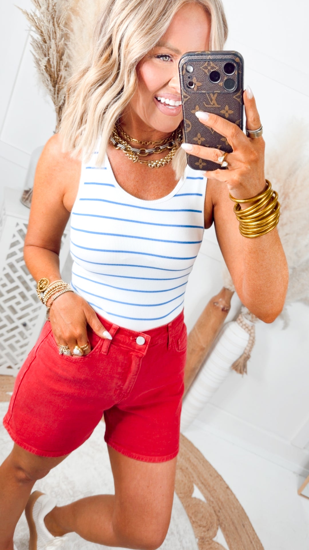 Emma High Rise Shorts-Red