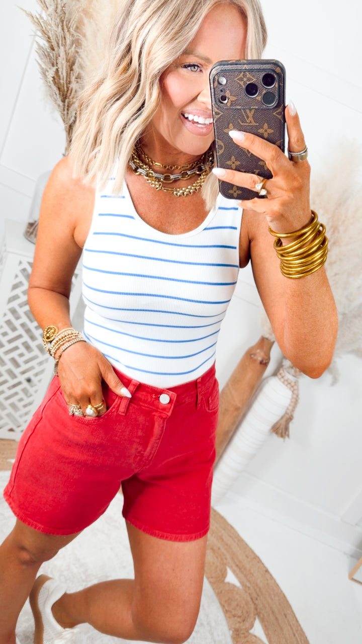 Emma High Rise Shorts-Red