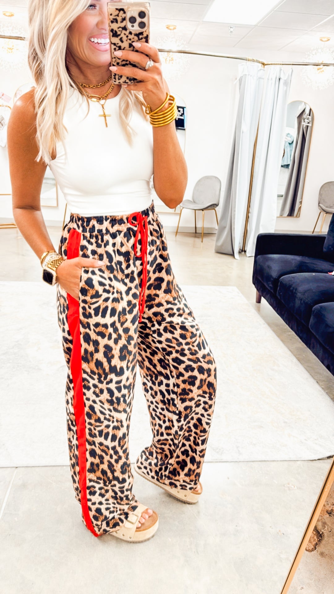 Leona Stripe Leopard Pantsr