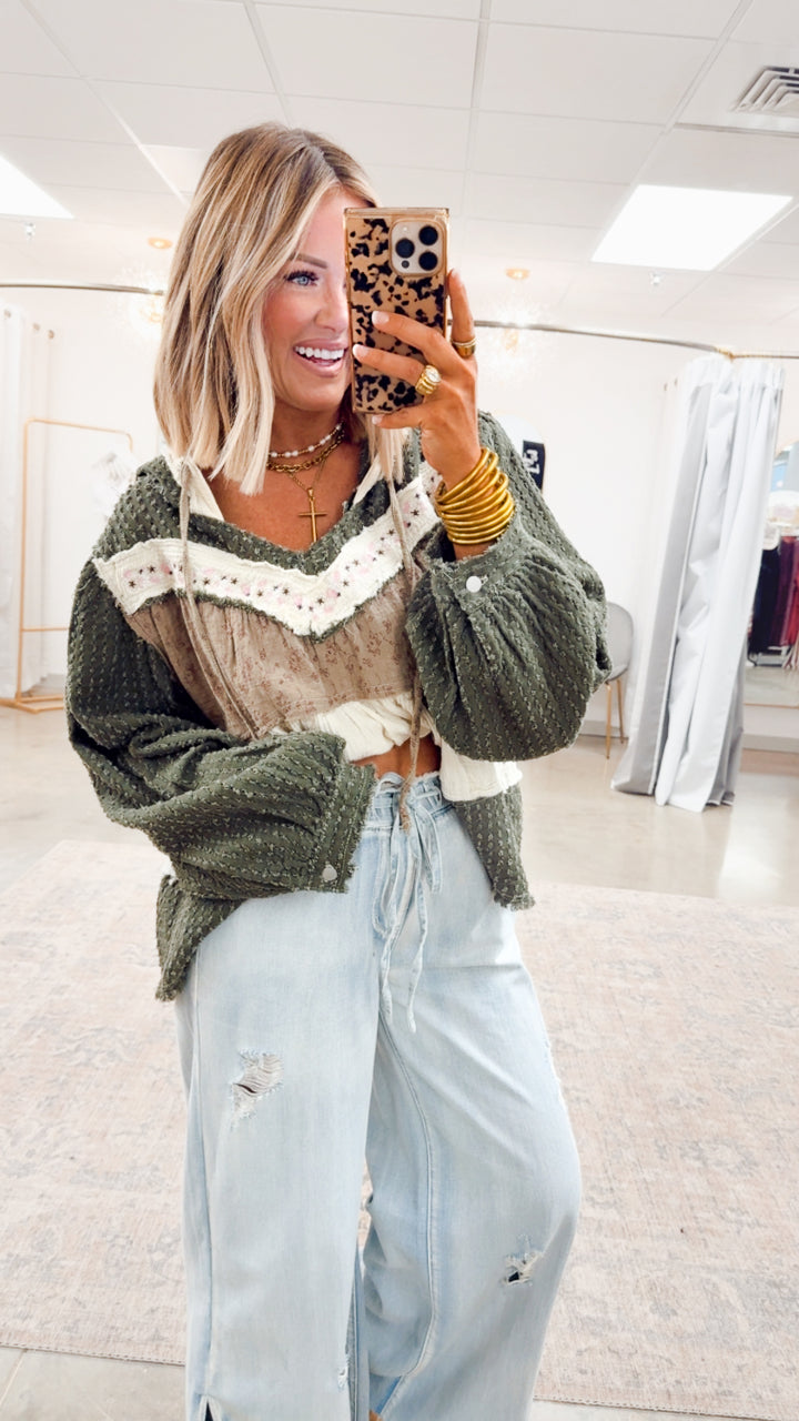 All Retro Hoodie Top-Olive