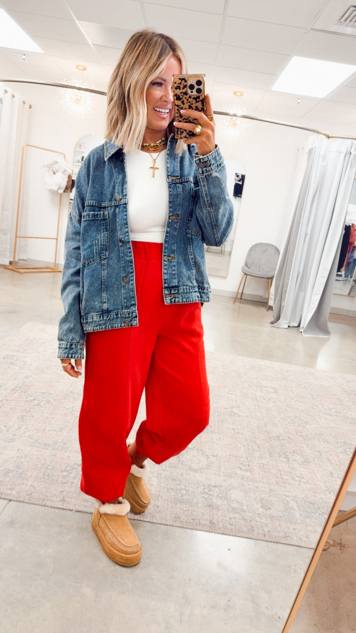 Easy Breeze Jogger Pants-Red