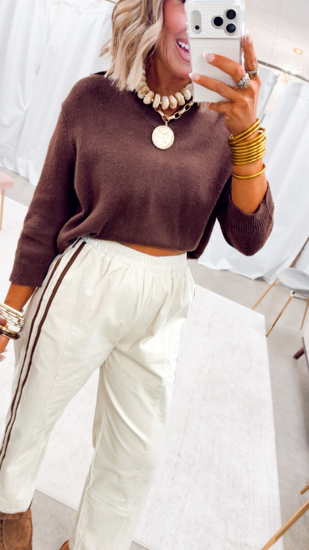 The Sidekick Pants-Cream/Chocolate