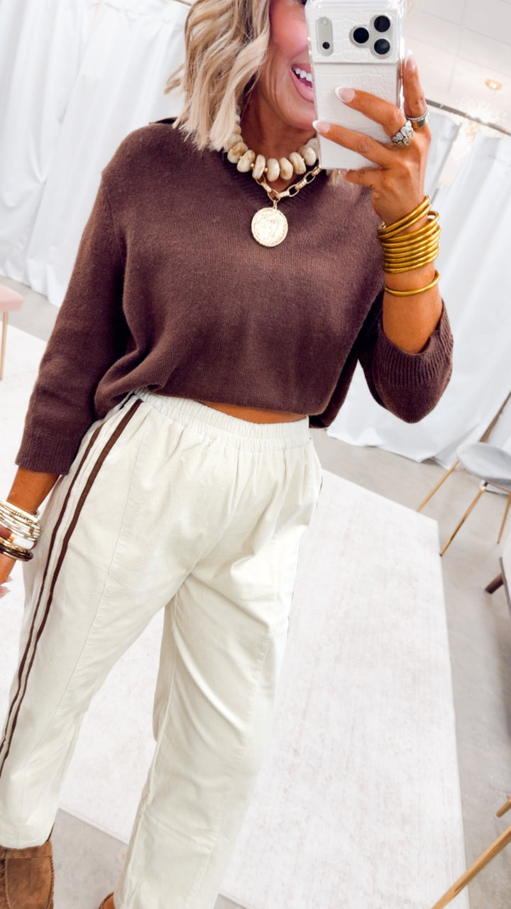 The Sidekick Pants-Cream/Chocolate