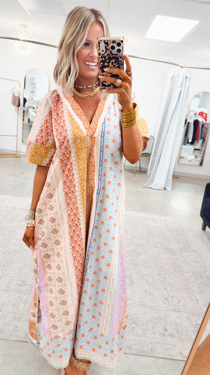 The Paloma Patchwork Midi Dress