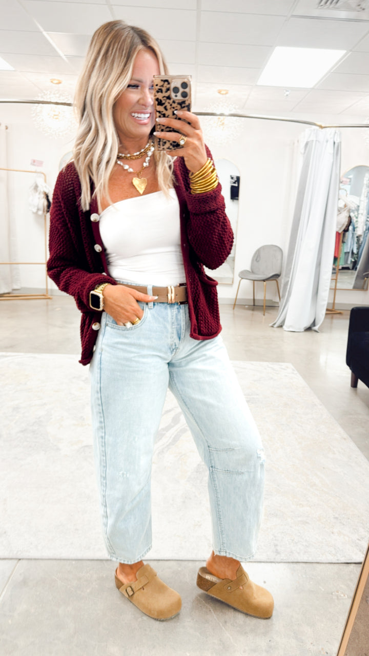Everloft Sweater Cardigan-Wine
