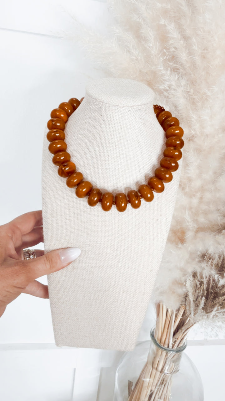 The Bailey Chunky Beaded Necklace-Tortoise