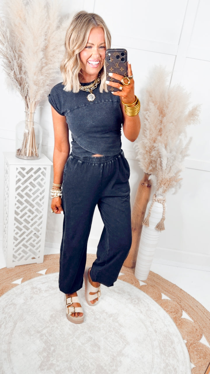 The Phoebe Crop Top & Jogger Set-Black