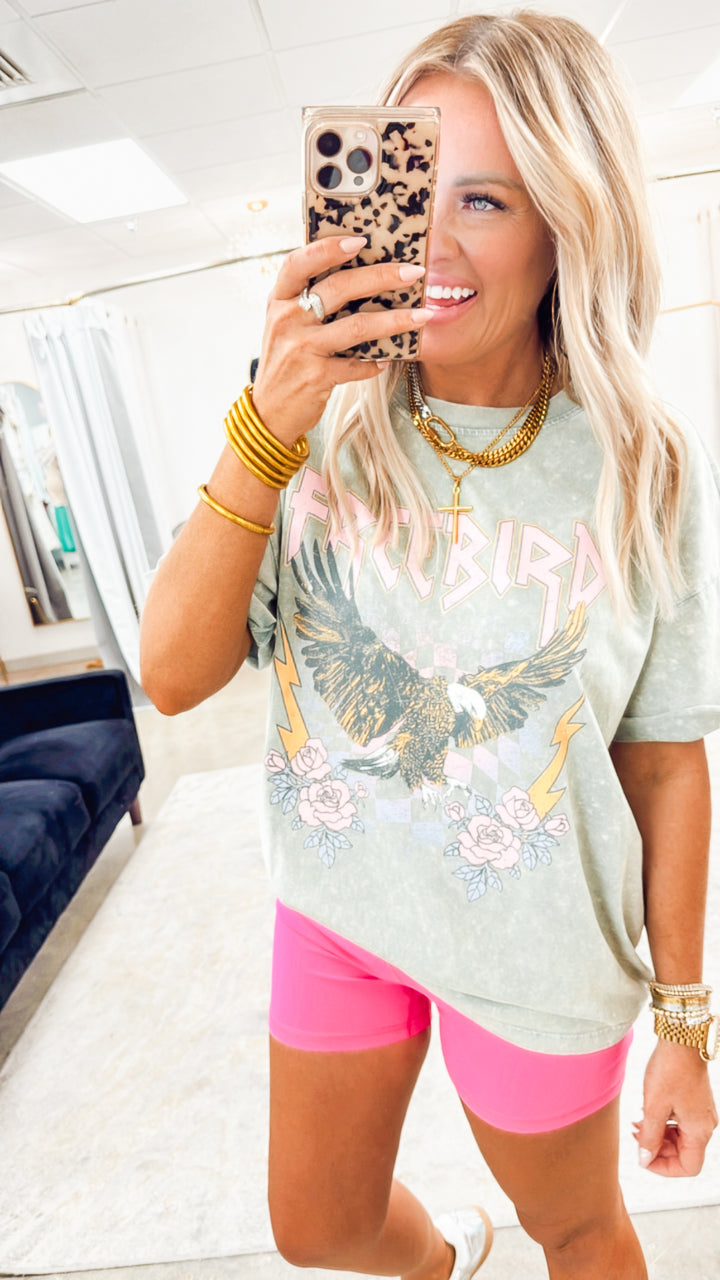 Free Bird Eagle Vintage Tee-Green