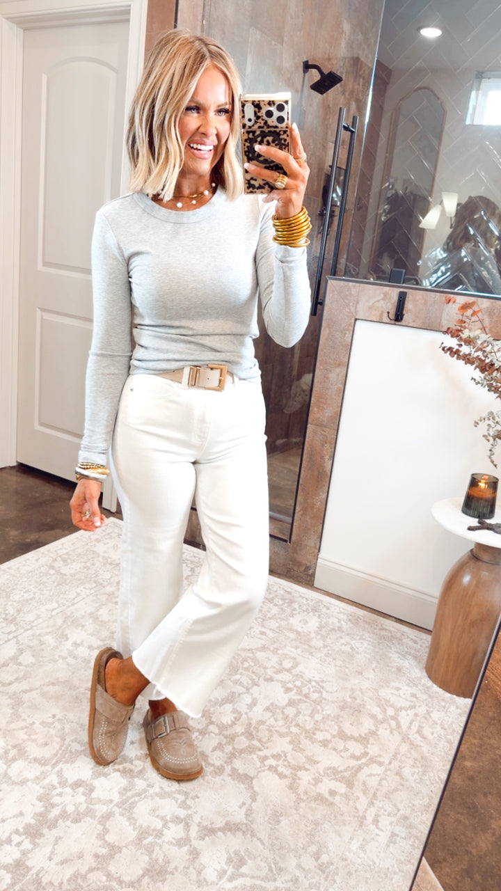 Heather Grey Essential Round Neck Long Sleeve Top
