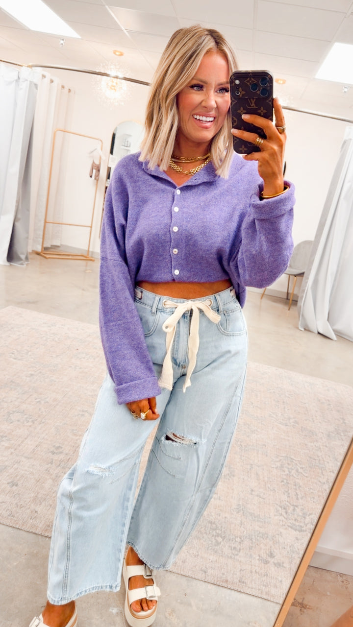 Seaside Stroll Cardigan-Purple