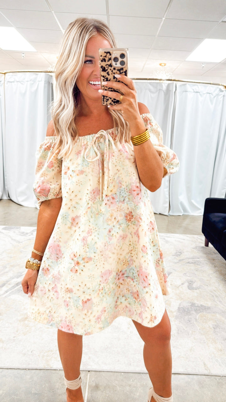 Ivy Floral Eyelet Lace Mini Dress