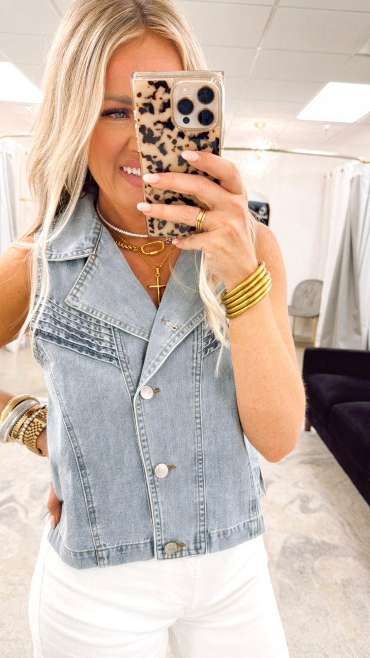 Chic Western Denim Vest