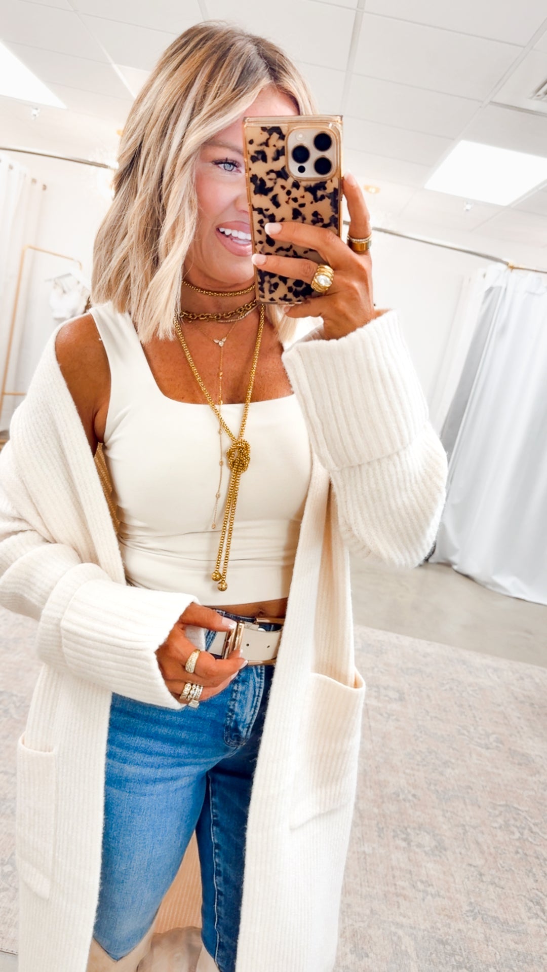 Ashby Longline Cardigan-Ecru