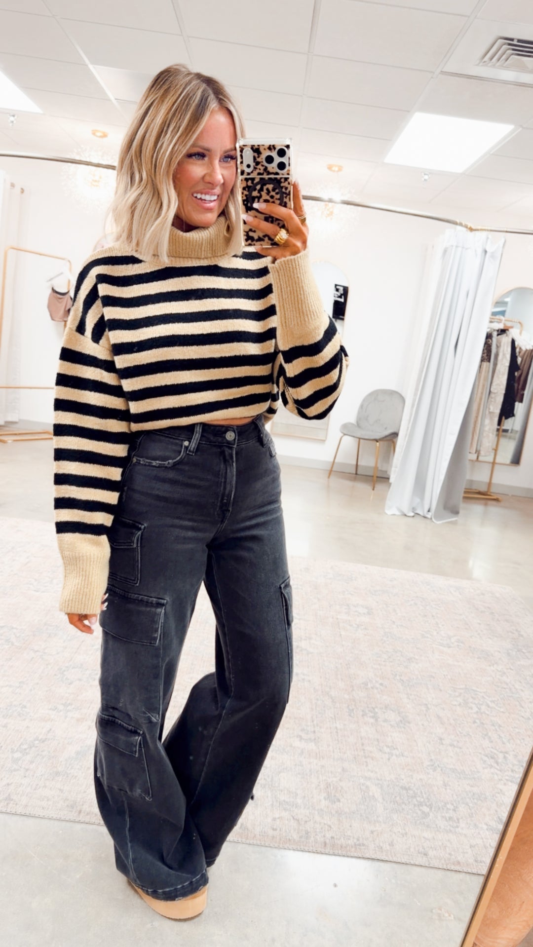 The Suri Sweater-Taupe/Black