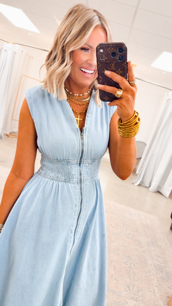 Knox Denim Midi Dress - Light Wash