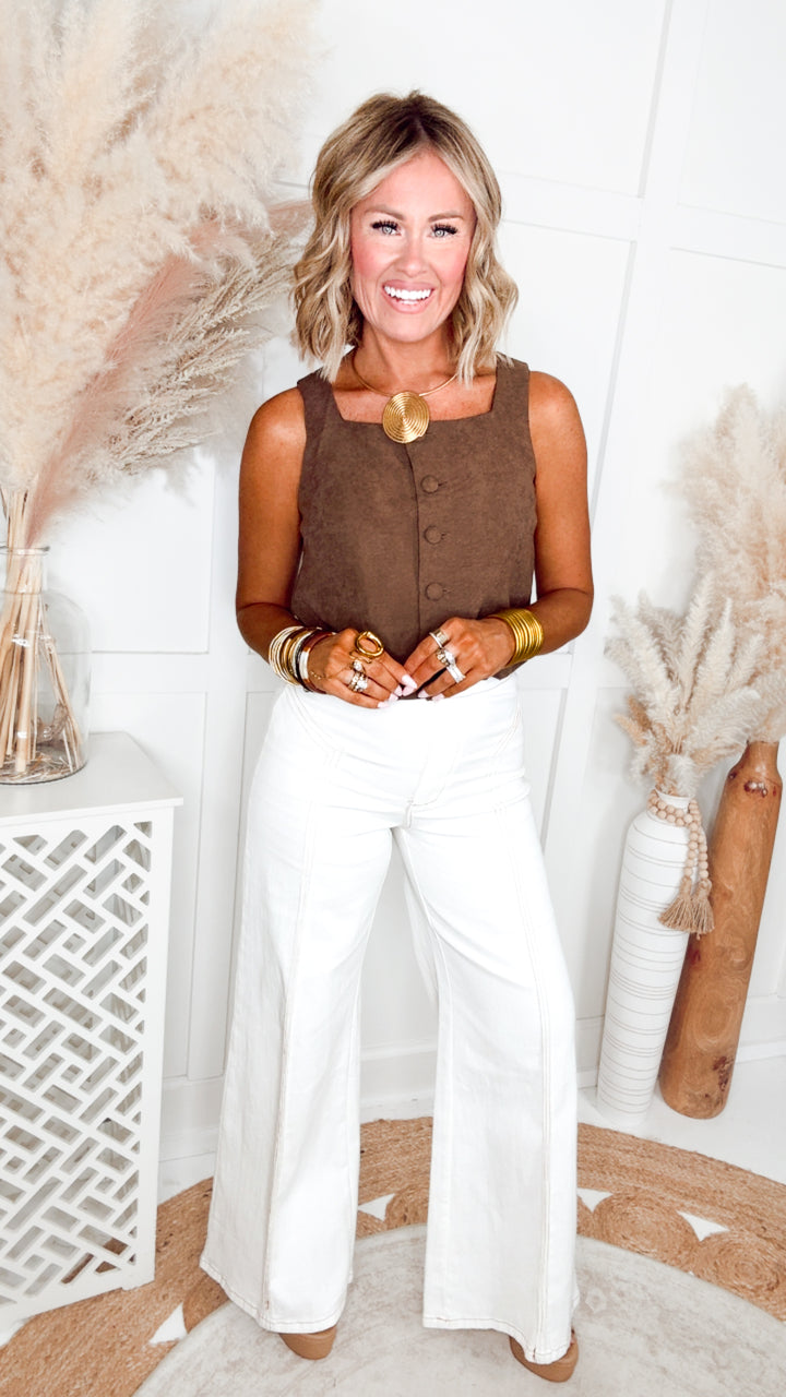 Katherine High Waisted Wide Leg Jean-Cream