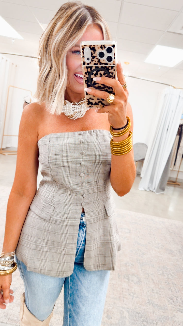 Ramona Plaid Split Hem Top