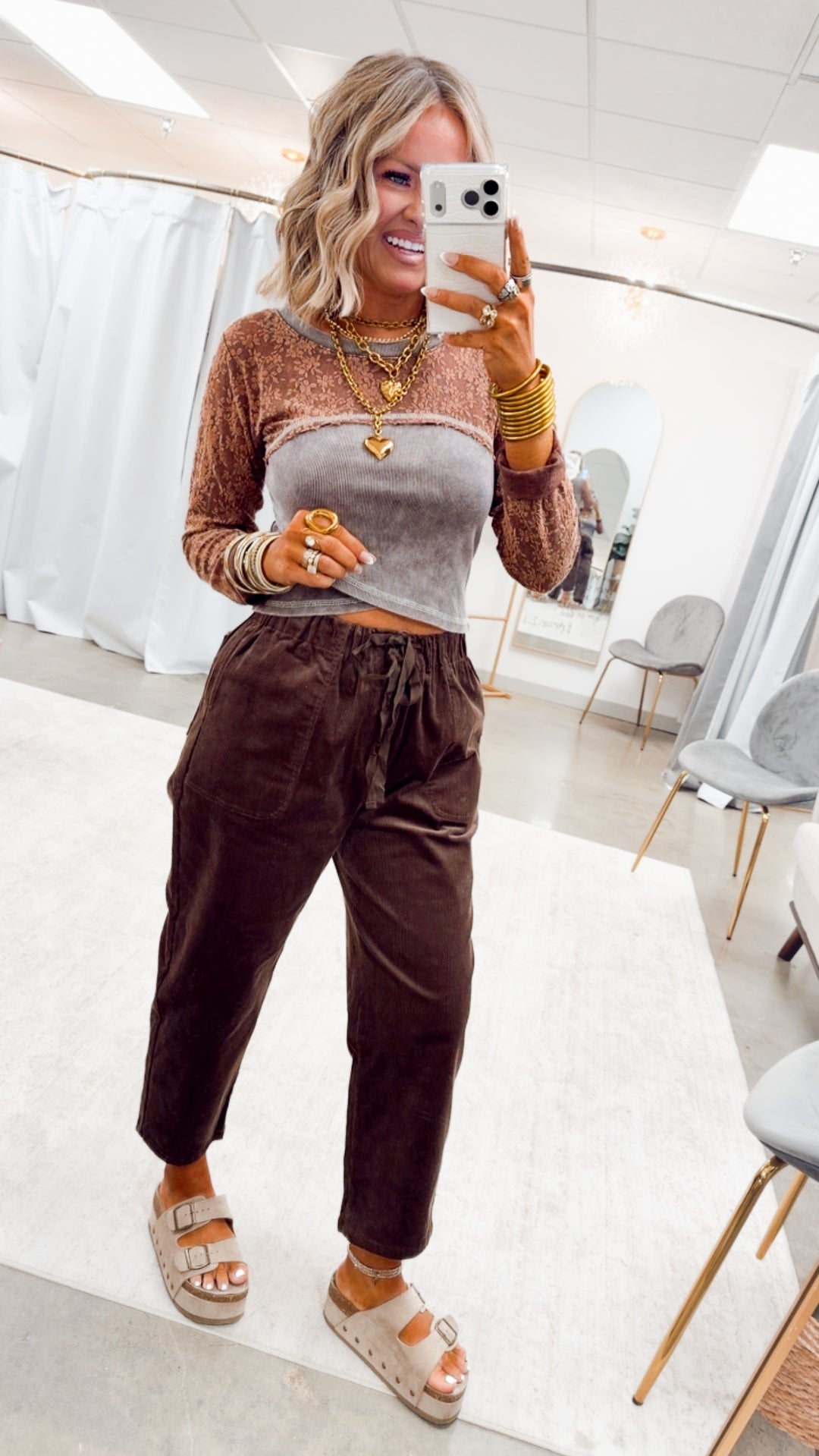 The Laced In Love Top-Cocoa