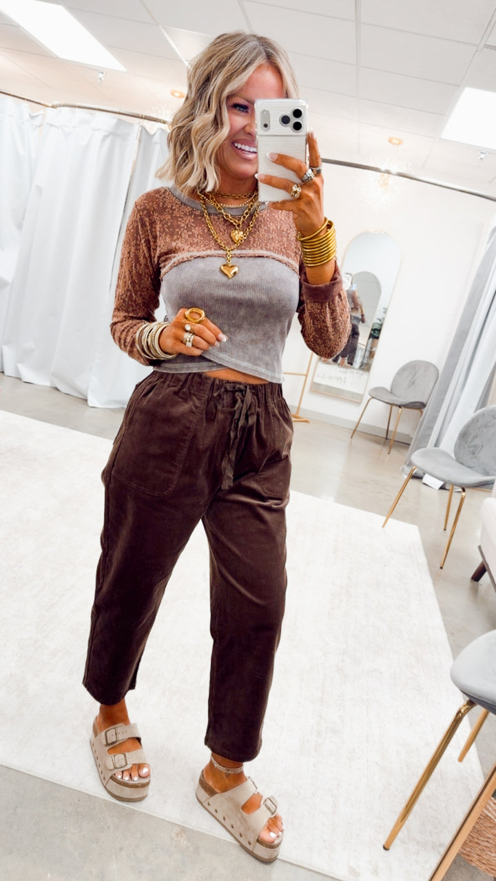 The Laced In Love Top-Cocoa