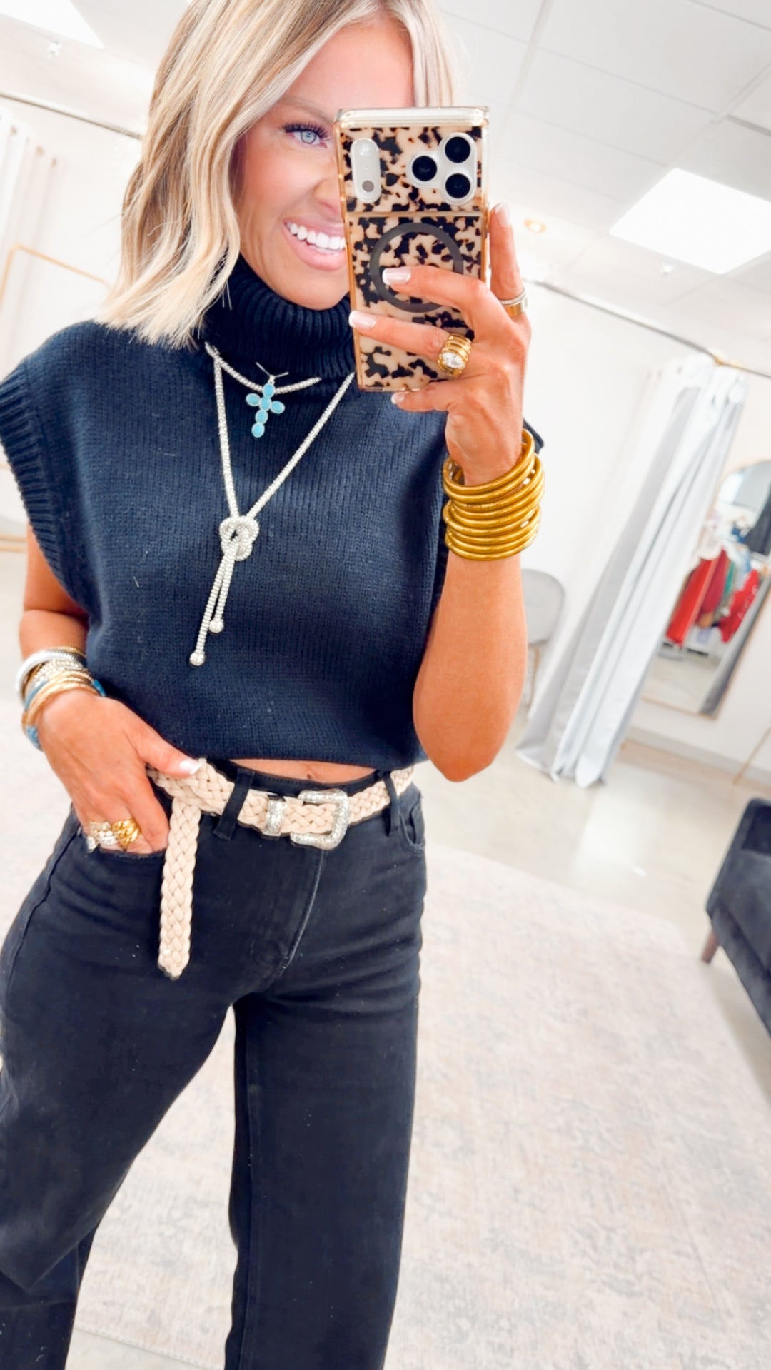 Classic High Rise Wide Leg Jeans-Black