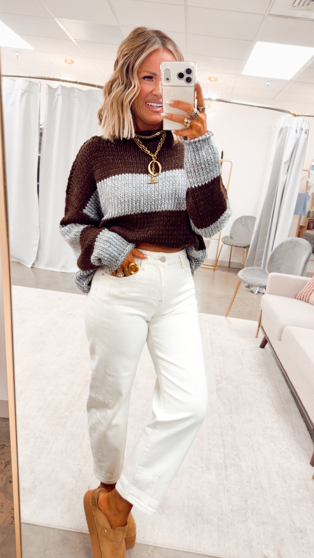 The Westbourne Stripe Sweater-Brown/Blue