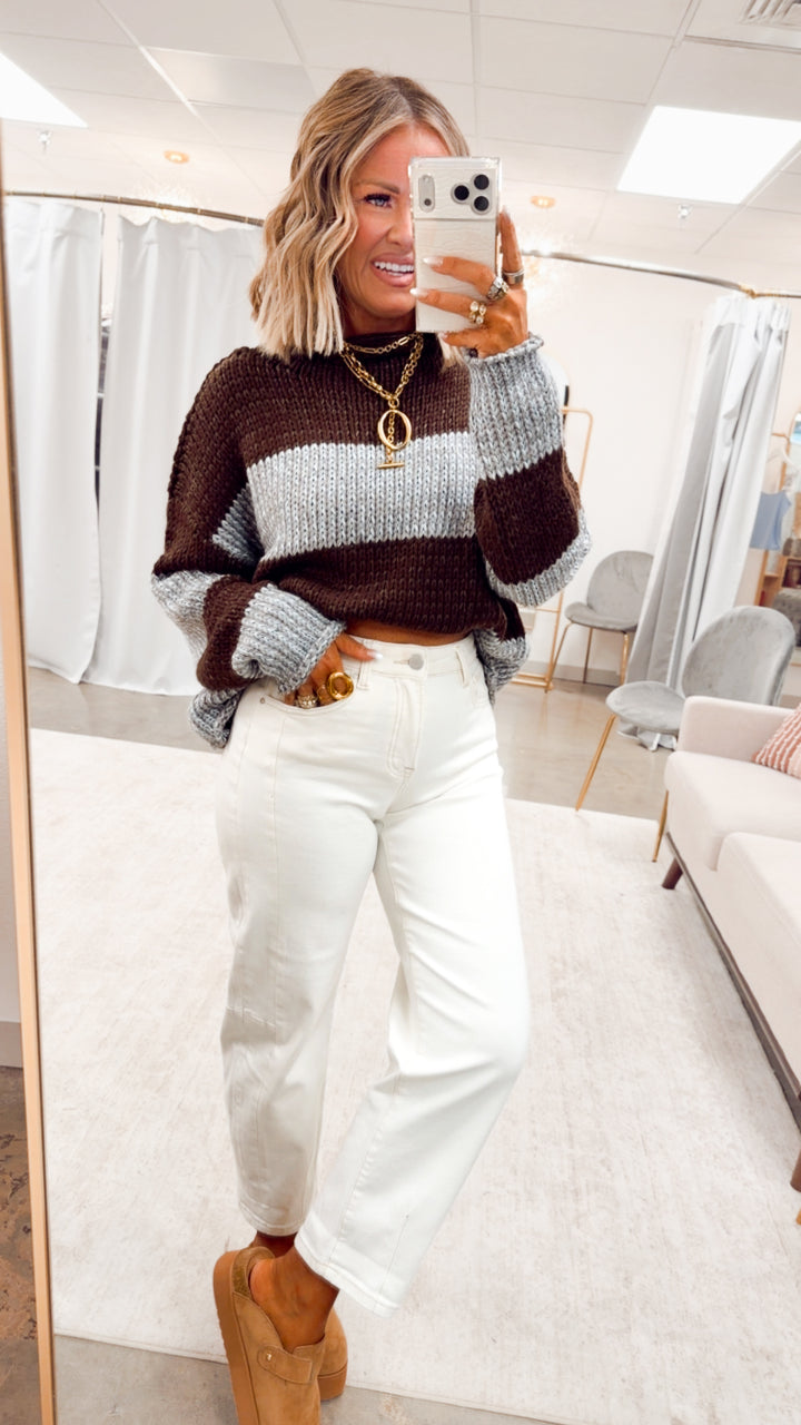 The Westbourne Stripe Sweater-Brown/Blue