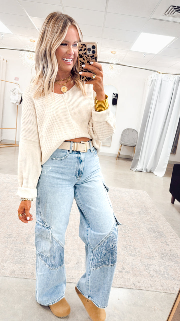 Ella Textured V-Neck Sweater