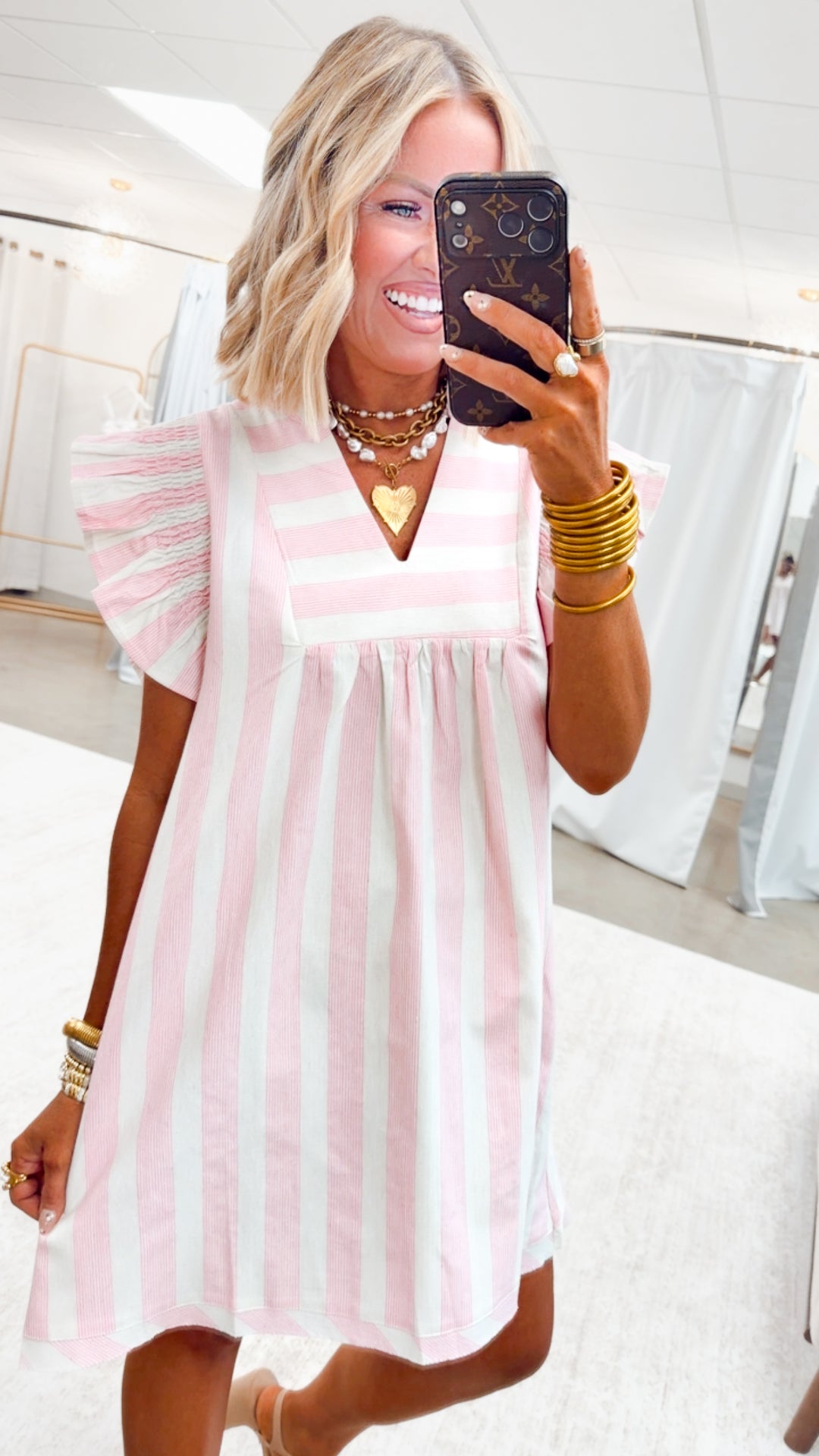 The Sweet Soleil Flutter Dress-Pink