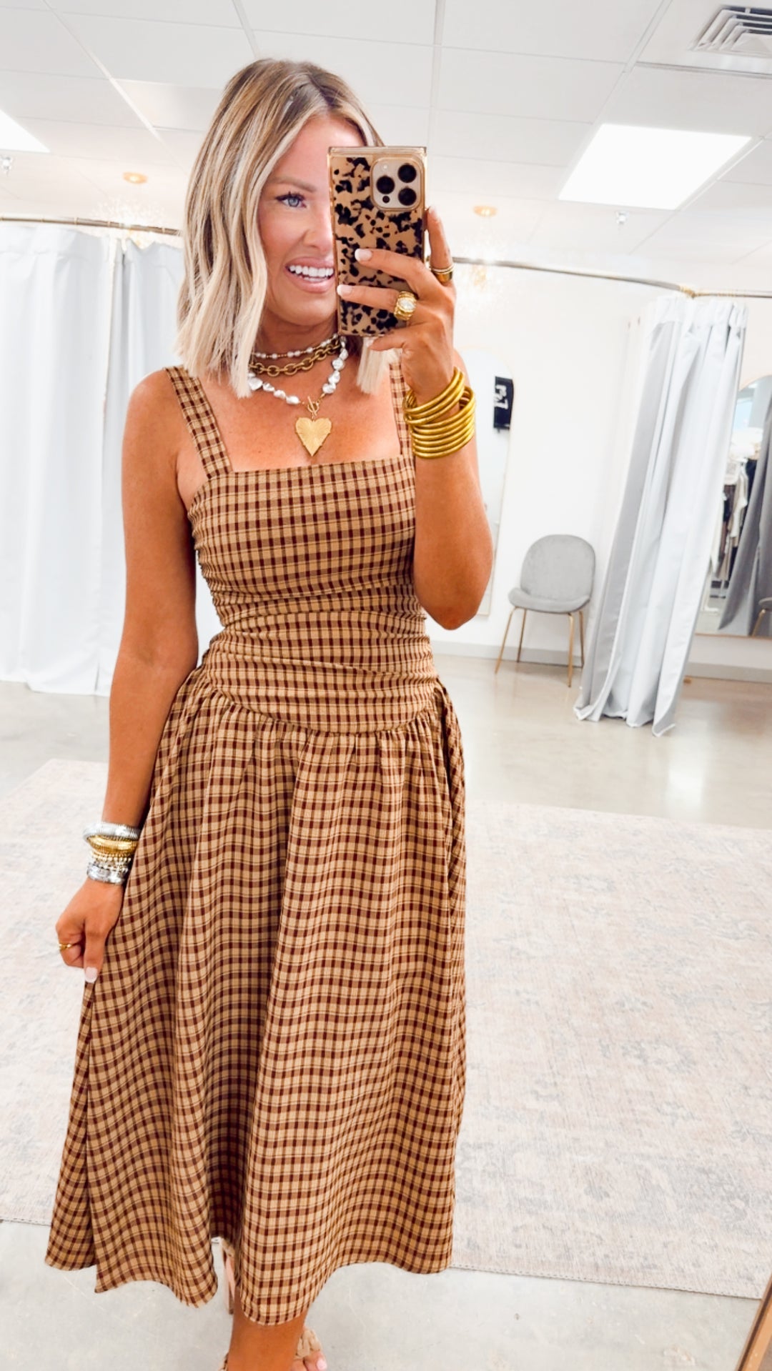 Maisie Plaid Midi Dress