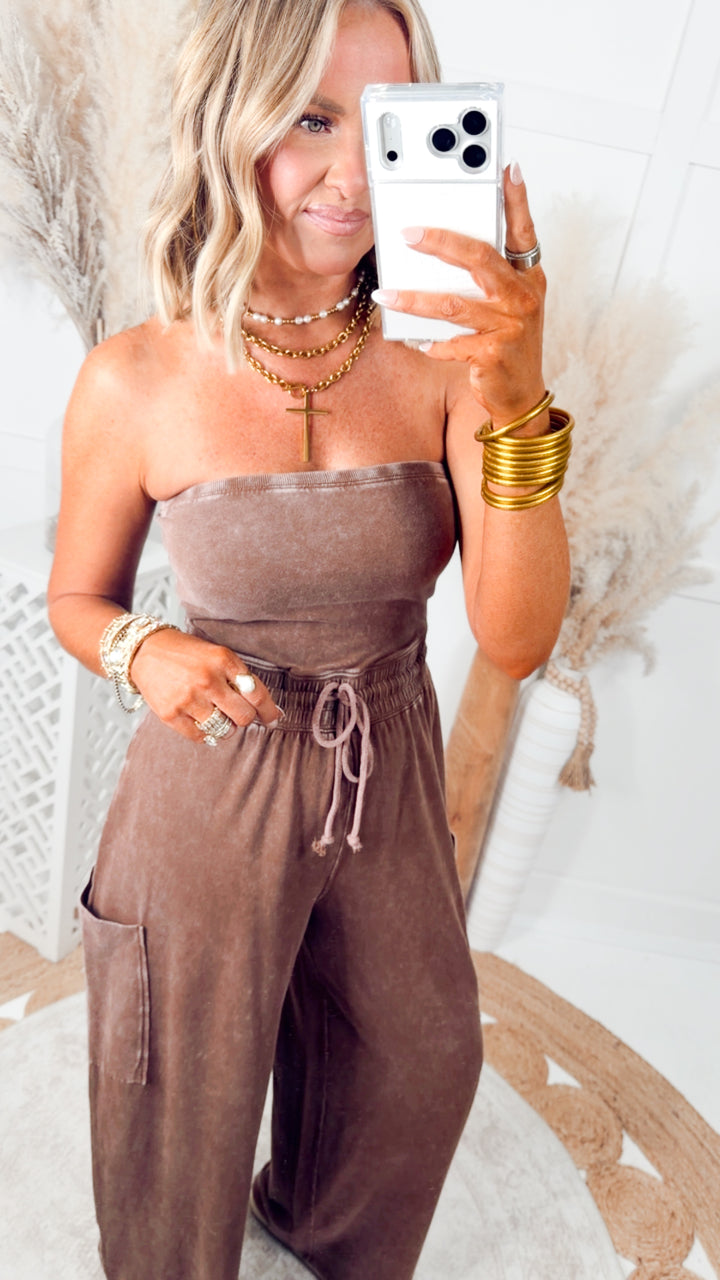 Coastal Ease Jumpsuit-Chocolate