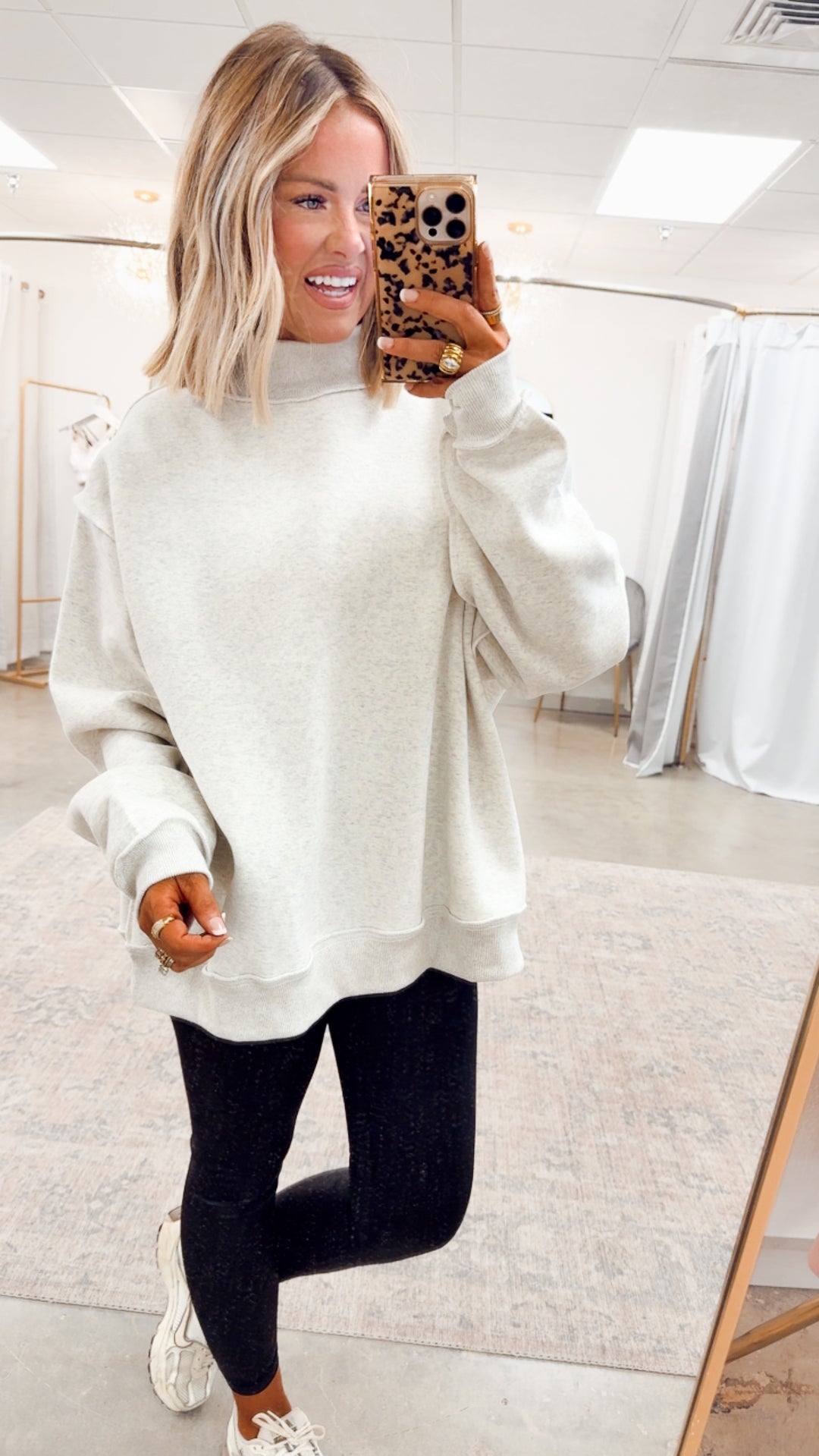 Ash Grey Reversible Mock Neck Sweatshirt