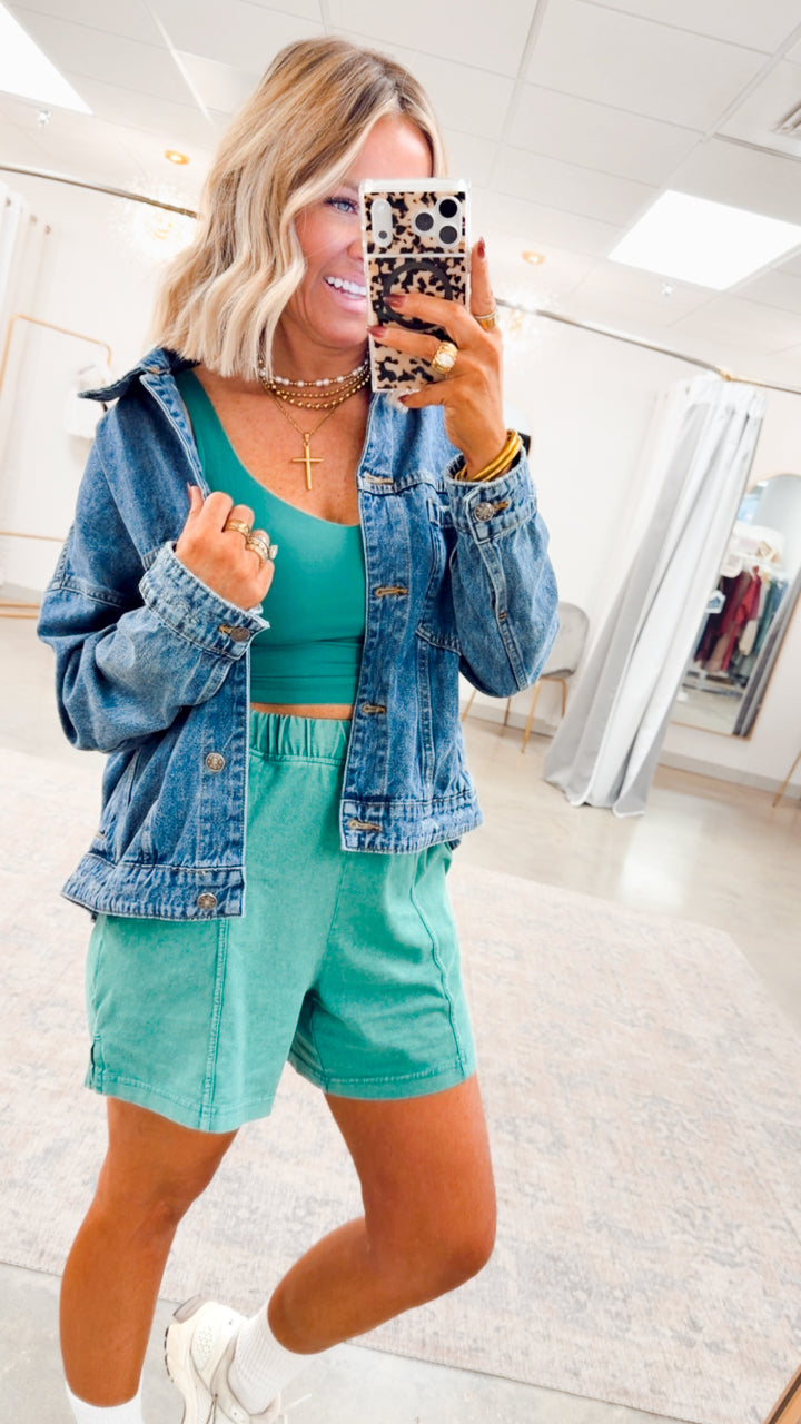 Jade Plush Shorts-Kelly Green