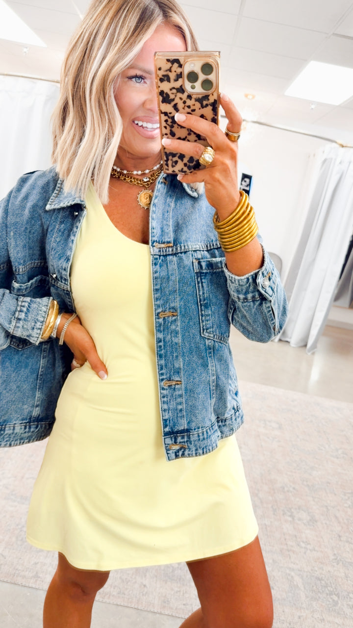 The Sweet Serve Romper Dress-Lemon Cream