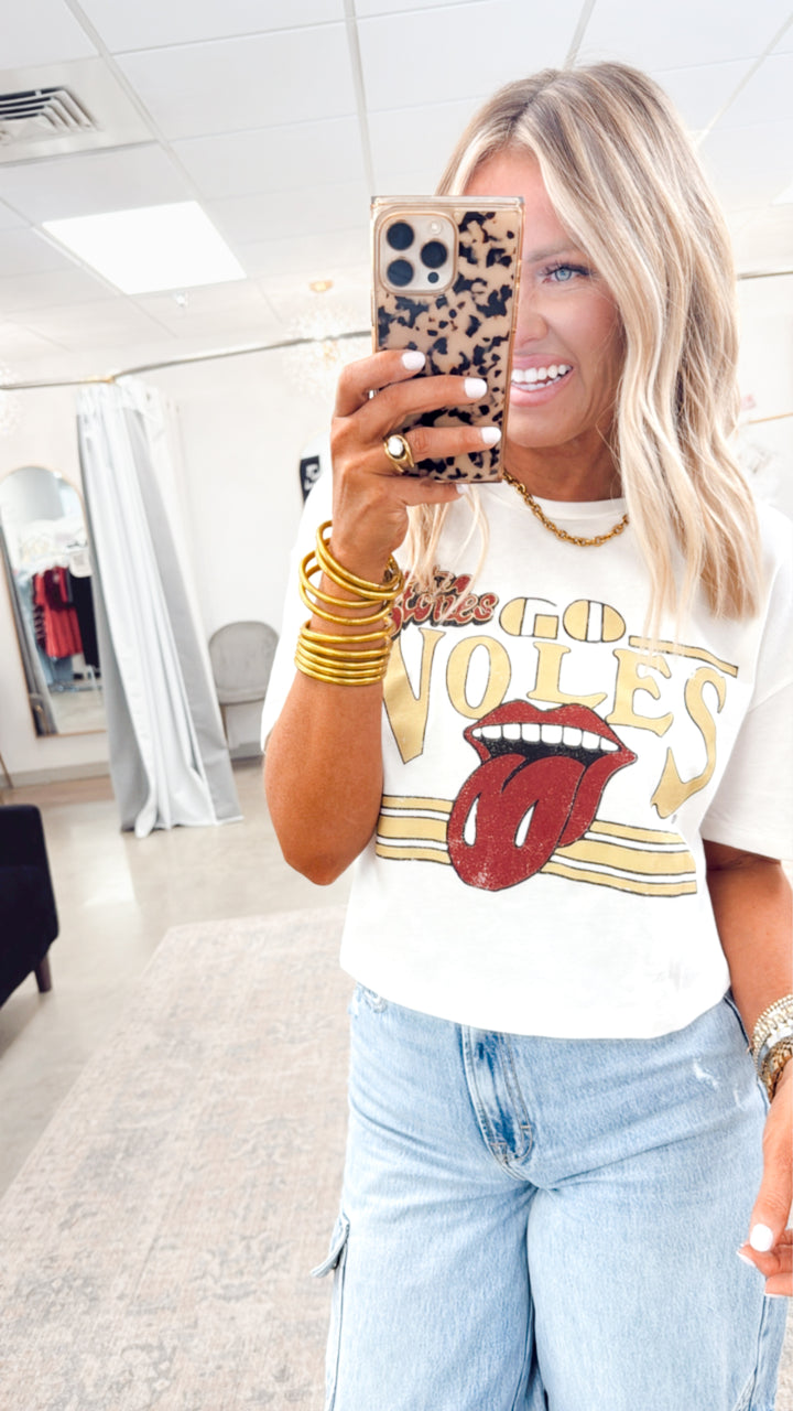 Rolling Stones Go Seminoles Stoned Cropped Tee