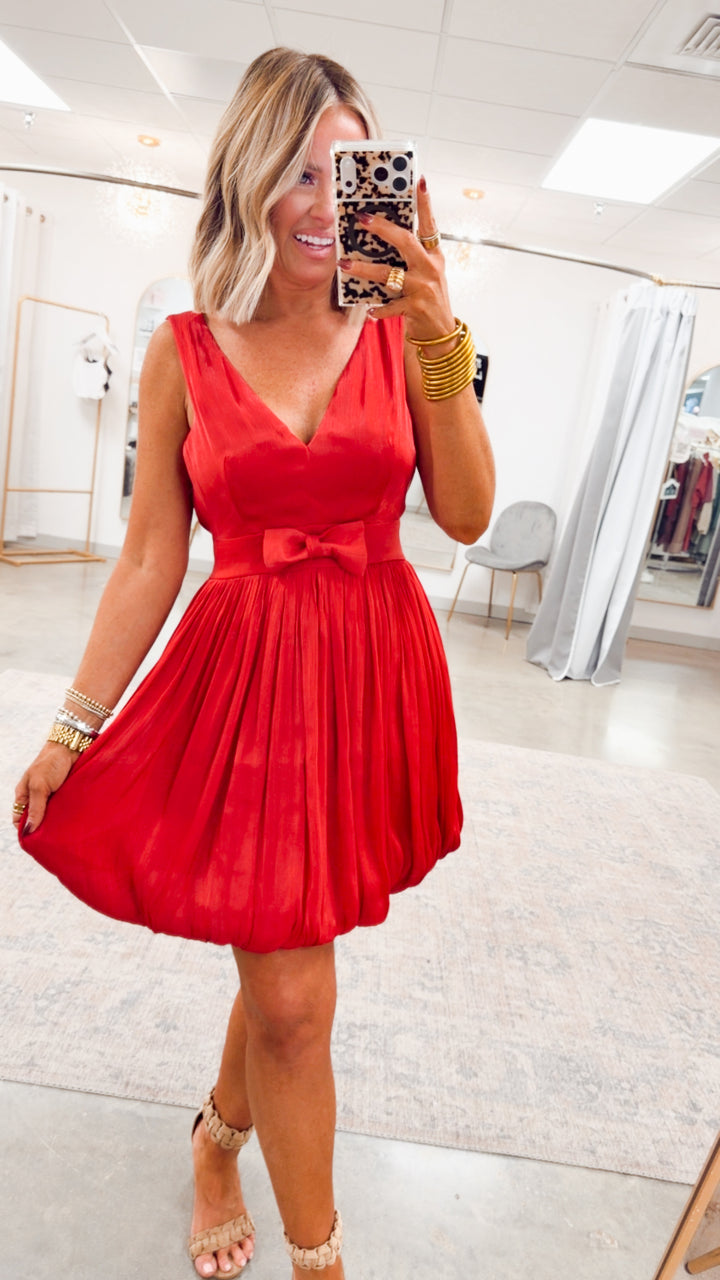 The Lovely Bow Dress-Red