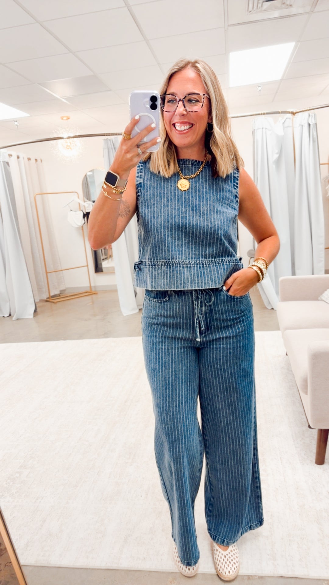 The Bayside Stripe Denim Set