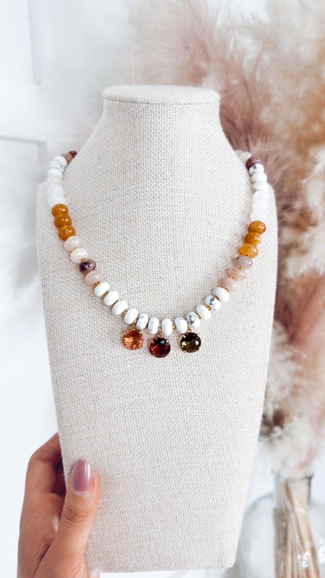 The Felix Beaded Necklace-Tan