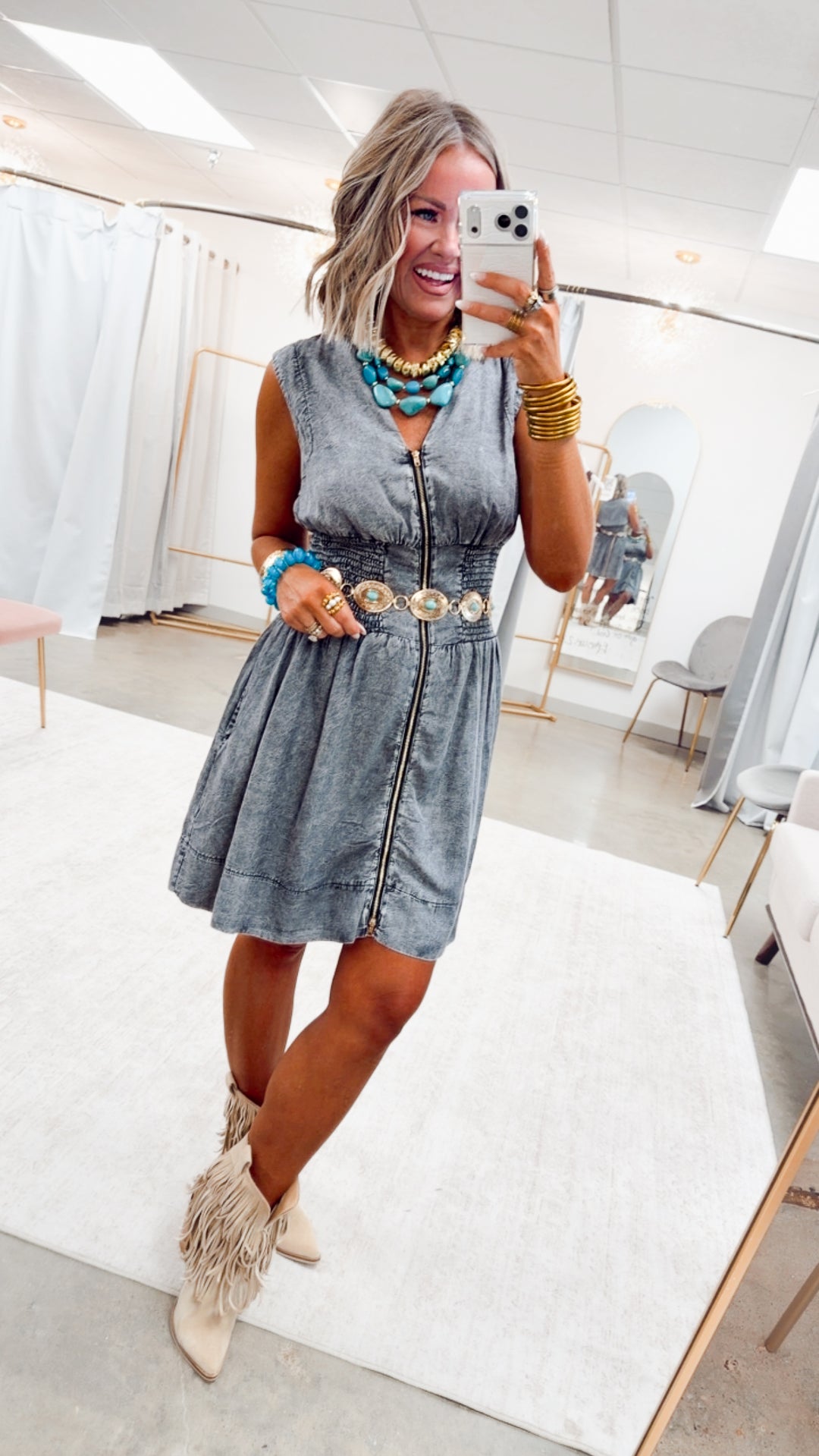 The Laramie Lane Dress-Black Denim