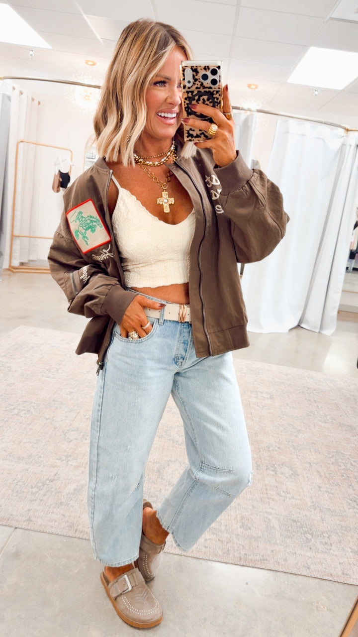 West League Bomber Jacket-Mocha Mousse