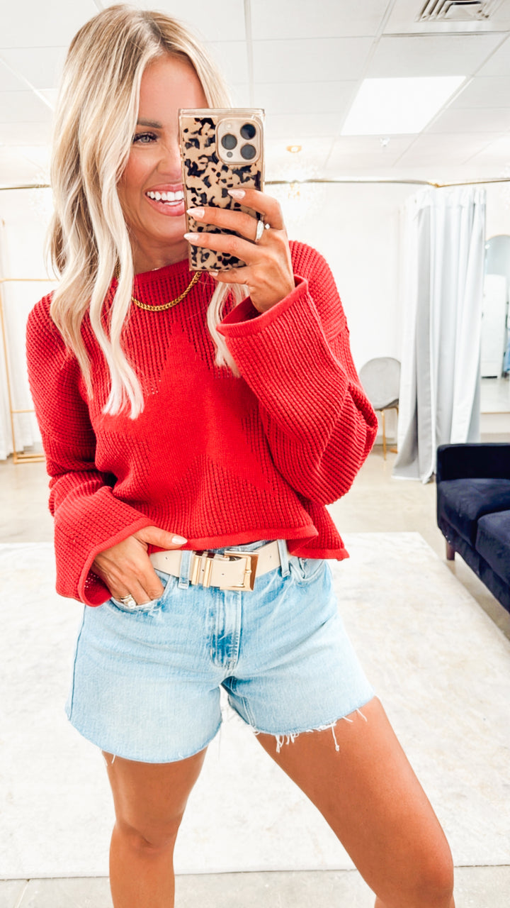 Starlit Sweater Top-Red