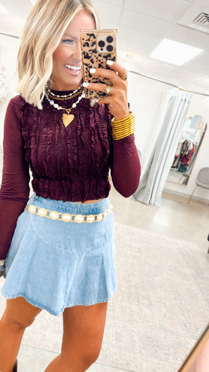 Novalie Sheer Blouse-Plum